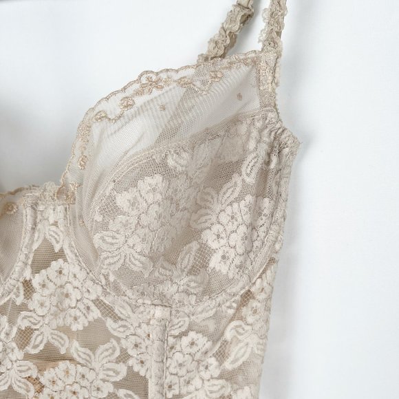 Stunning Vintage Union Made Sexy Sheer Lace Corset Bustier Bra Top Lingerie M/L - Picture 5 of 7